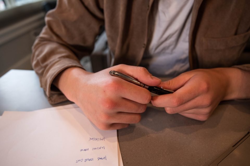Accountant completing financial paperwork